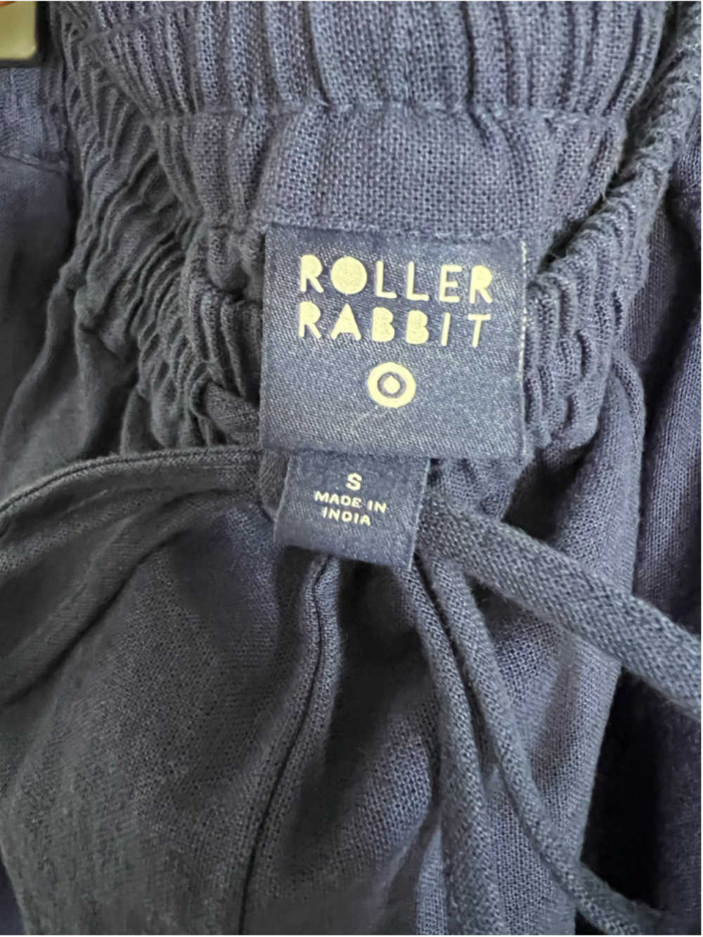 Roller Rabbit x Target Scalloped Hem Drawstring Linen Blend Pants Navy Blue - M - Picture 7 of 8